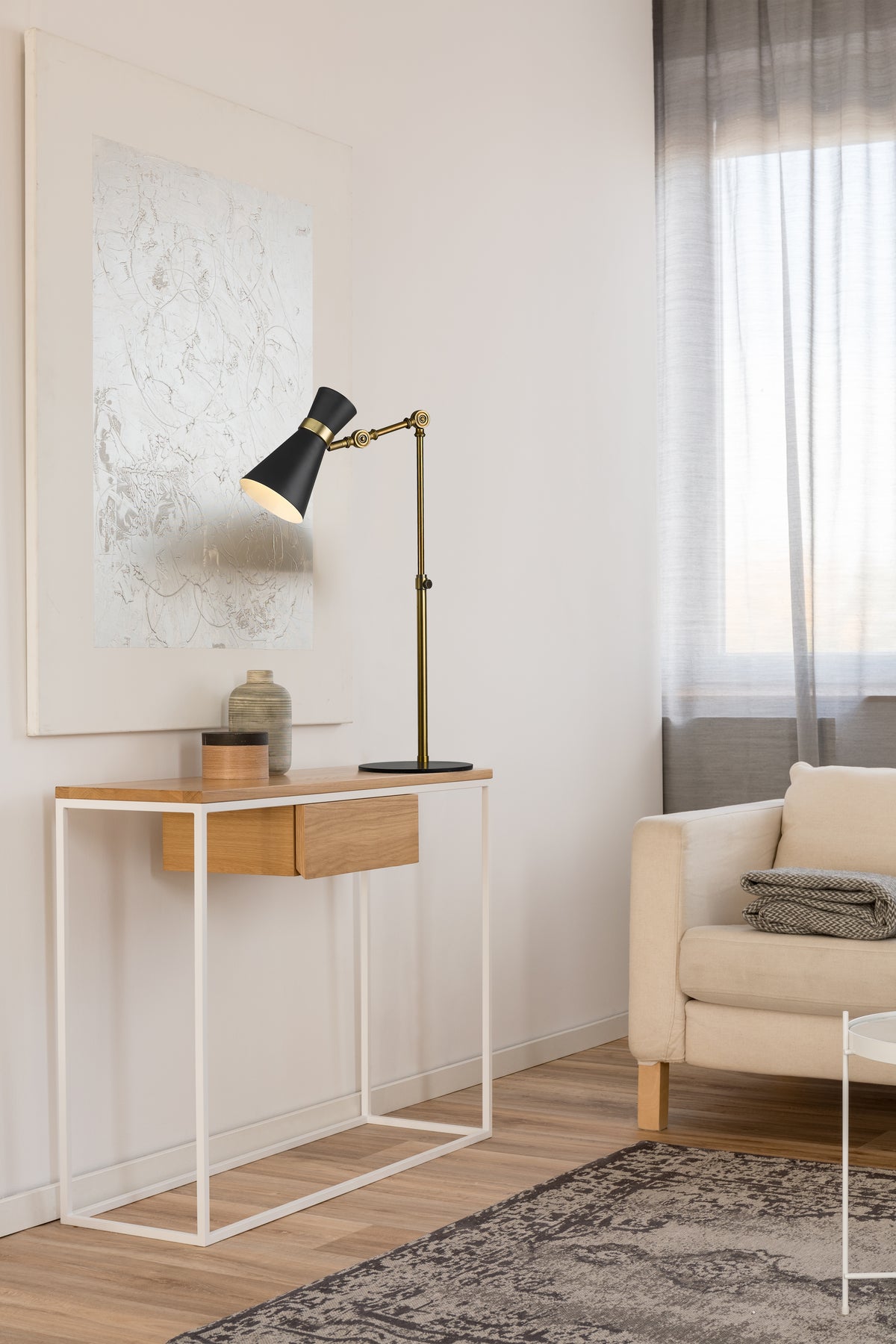 Lampe de bureau Soriano Noir mat + Laiton patrimoine – vue 2