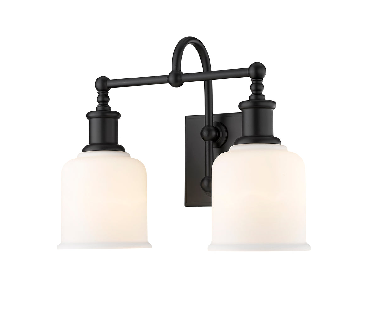 Luminaire de vanité Bryant Noir mat, Opale mate, 16" – vue 5