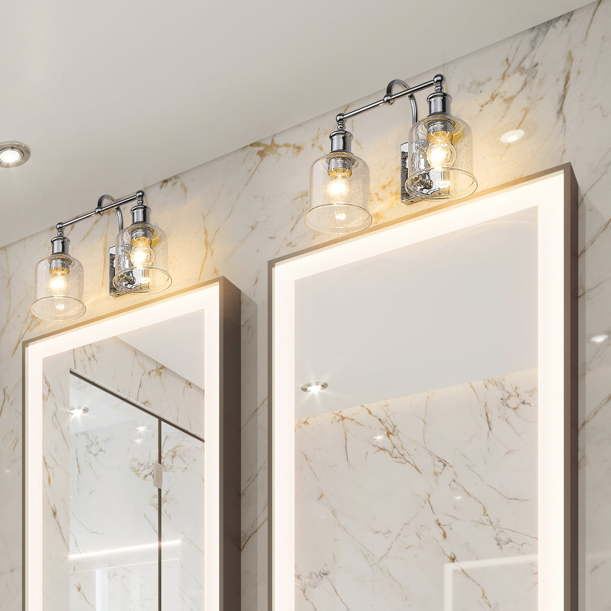 Luminaire de vanité Bryant Chrome, Grené transparent, 16" – vue 2