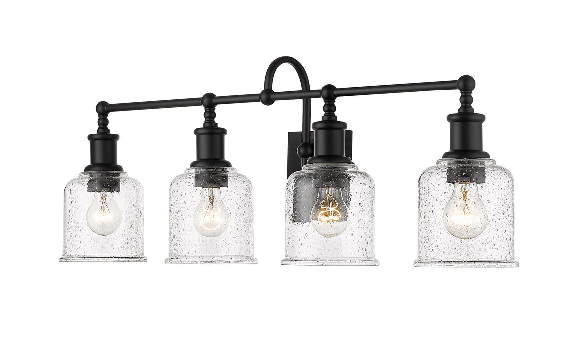 Luminaire de vanité Bryant Noir mat, Grené transparent, 32" – vue 5