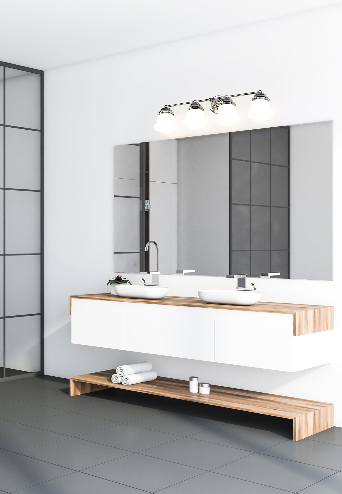 Luminaire de vanité Vaughn Chrome, Opale mate, 31 1/2" – vue 2