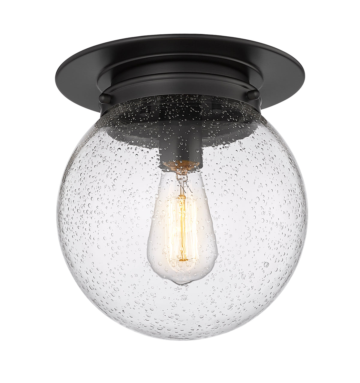 Plafonnier Calhoun Noir mat, Grené transparent, 9" – vue 5