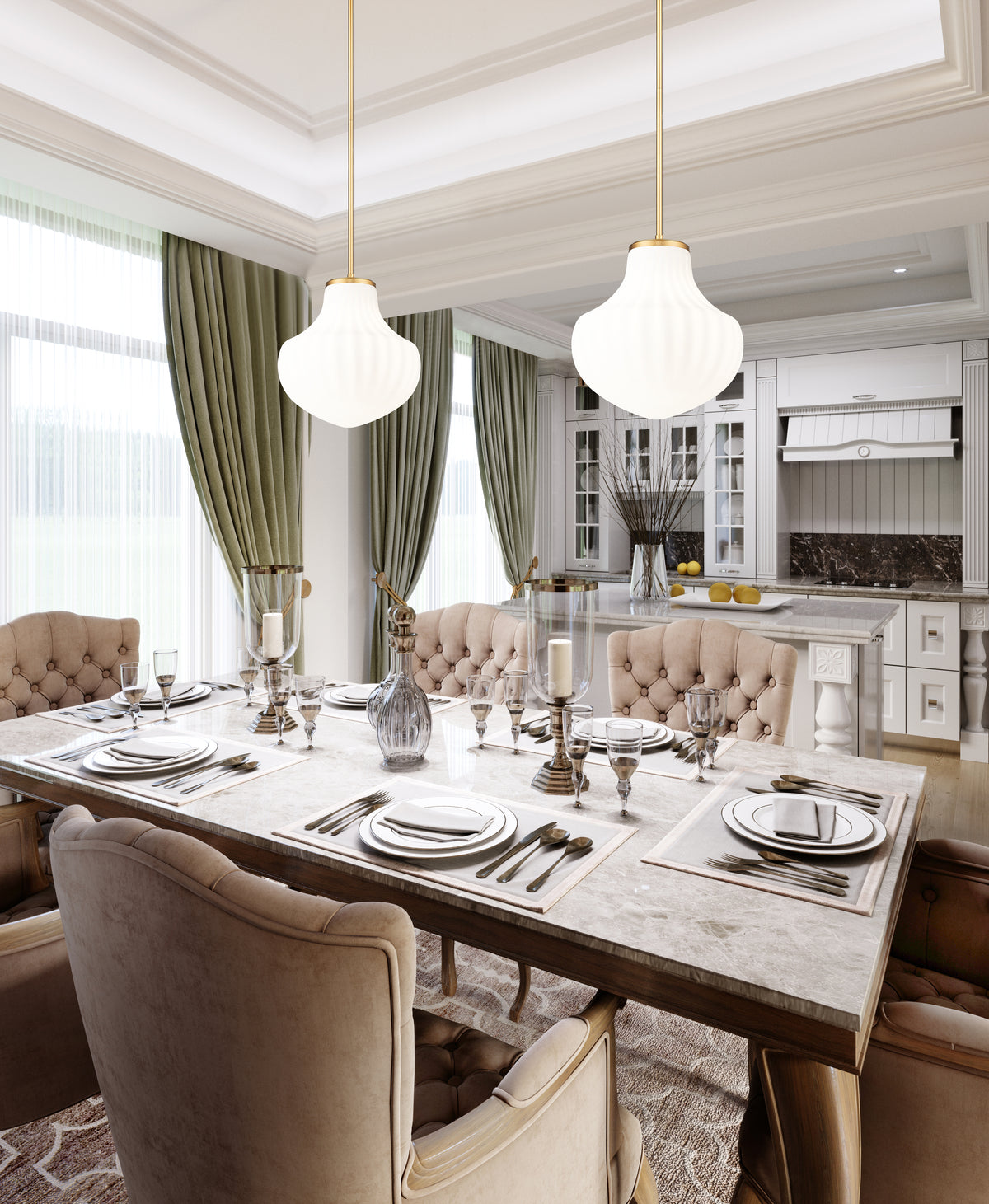 Suspension Newbury Or moderne – vue 3