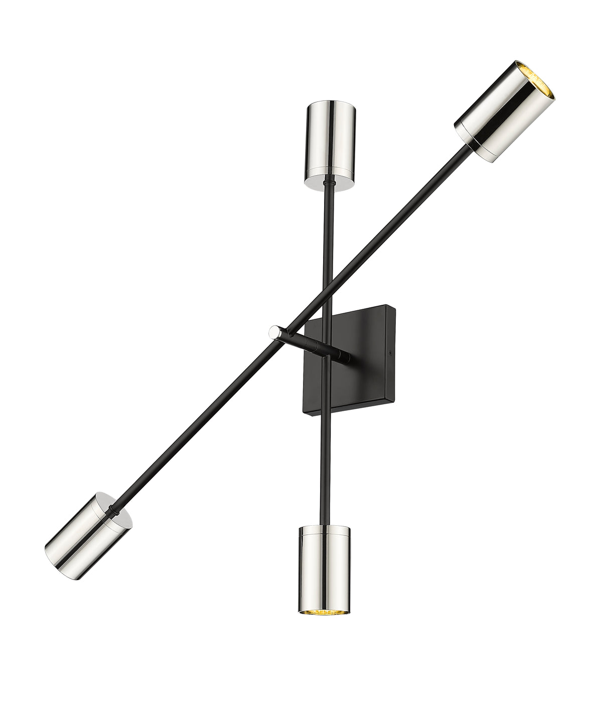 Applique murale Calumet Noir mat + Nickel poli, nombre ampoules 4 – vue 5