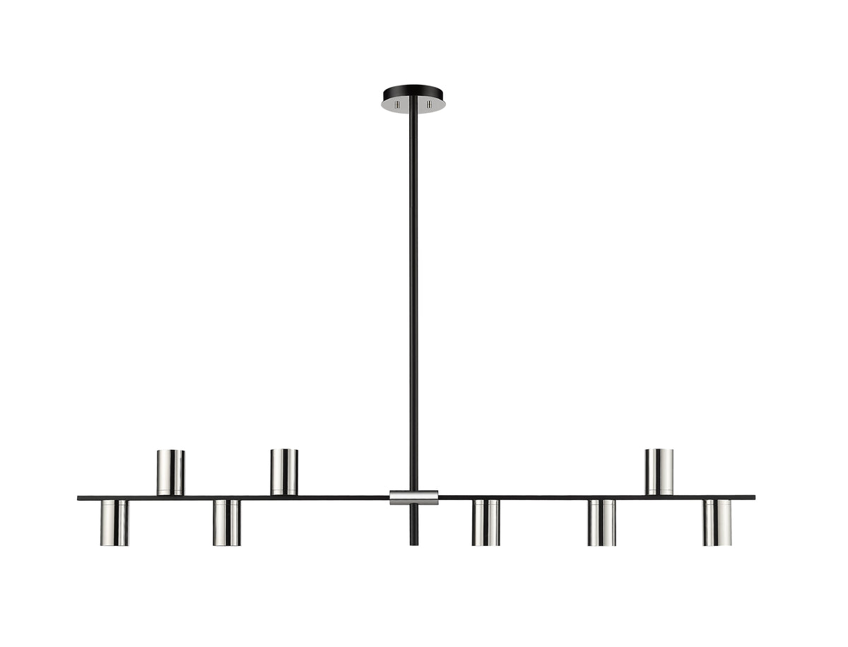 Suspension linéaire Calumet Noir mat + Nickel poli, nombre ampoules 8 – vue 4