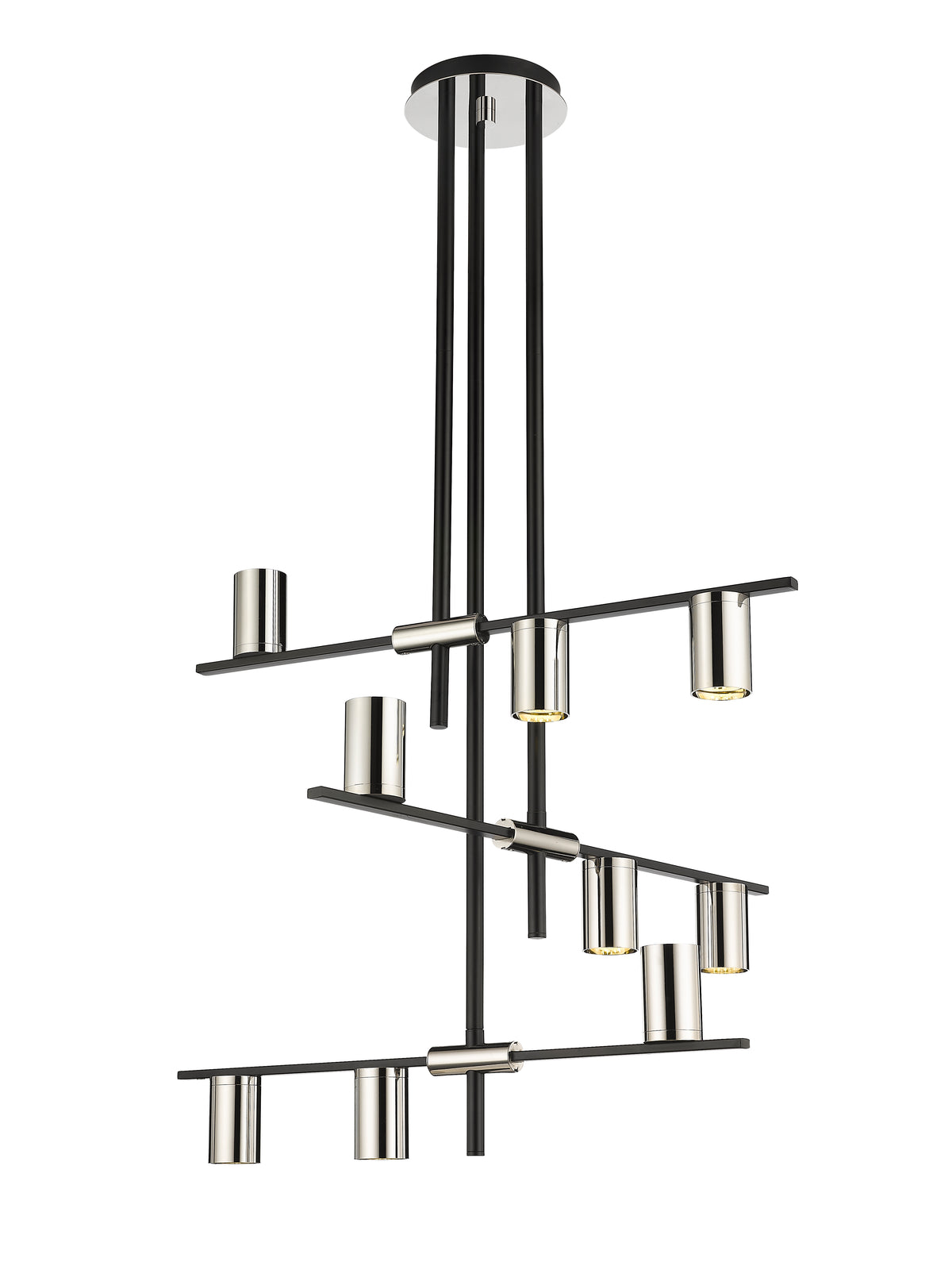 Lustre Calumet Noir mat + Nickel poli, 36" – vue 4