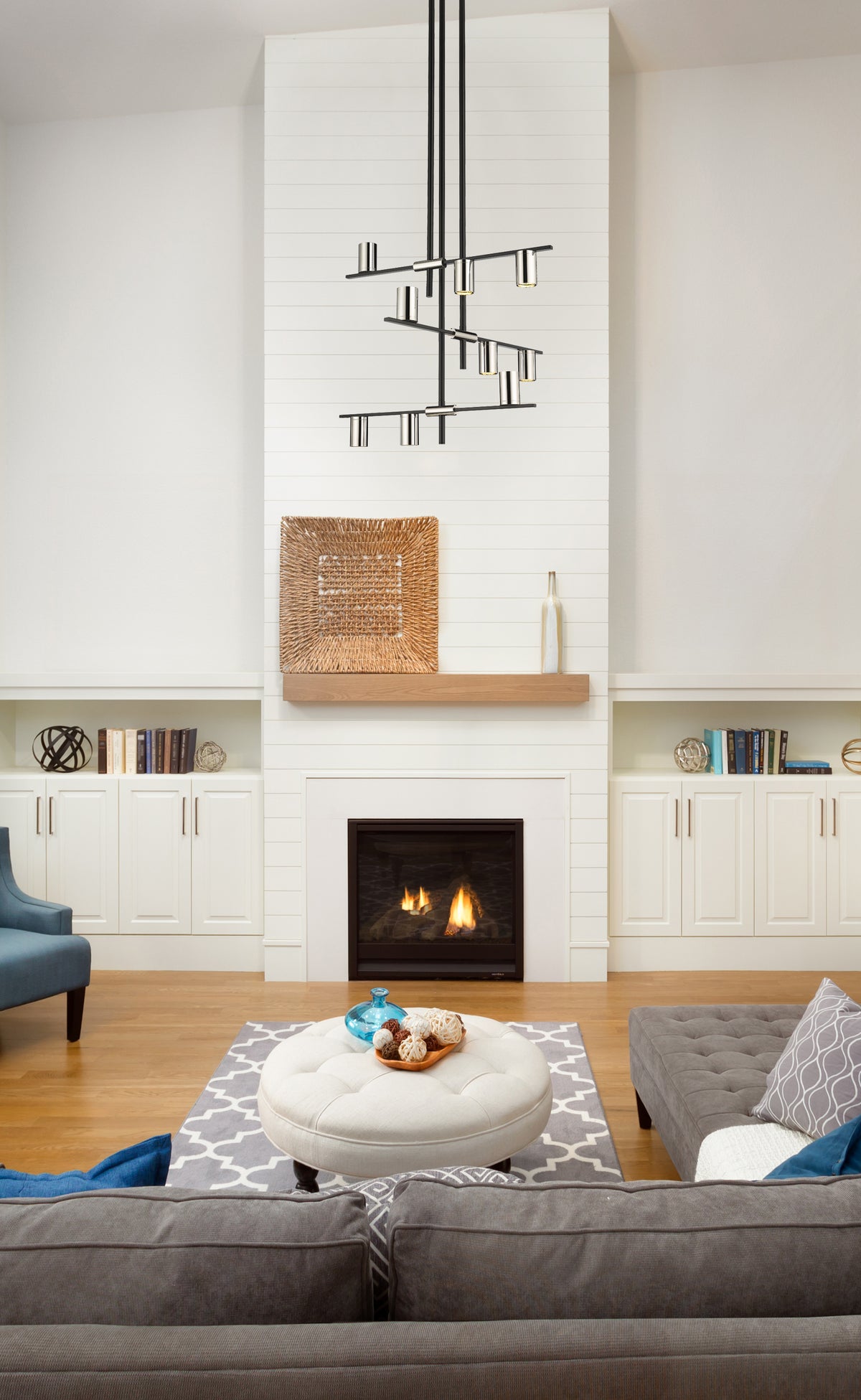 Lustre Calumet Noir mat + Nickel poli, 36" – vue 3