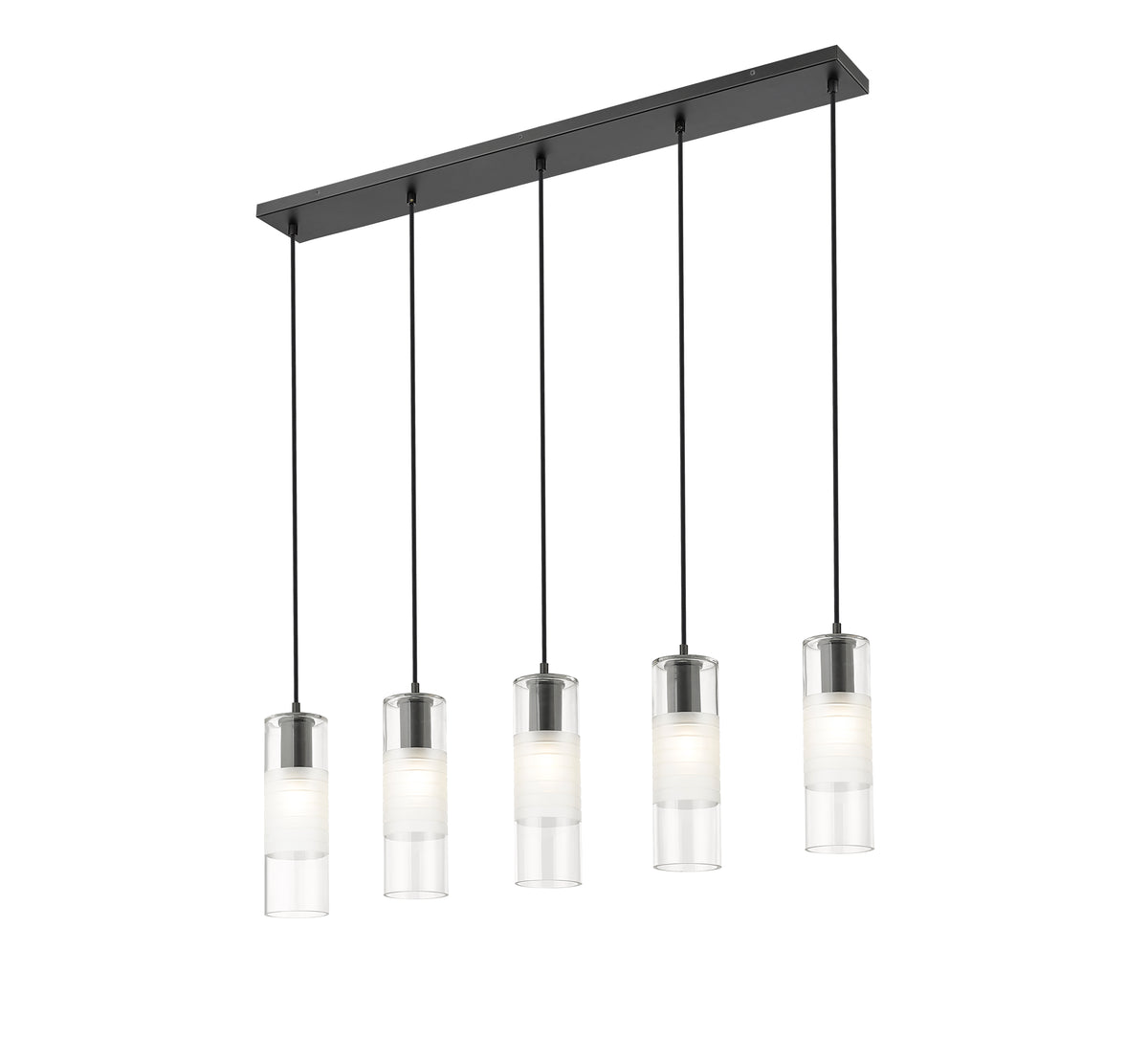 Suspension linéaire multiple Alton Noir mat, nombre ampoules 5 – vue 5