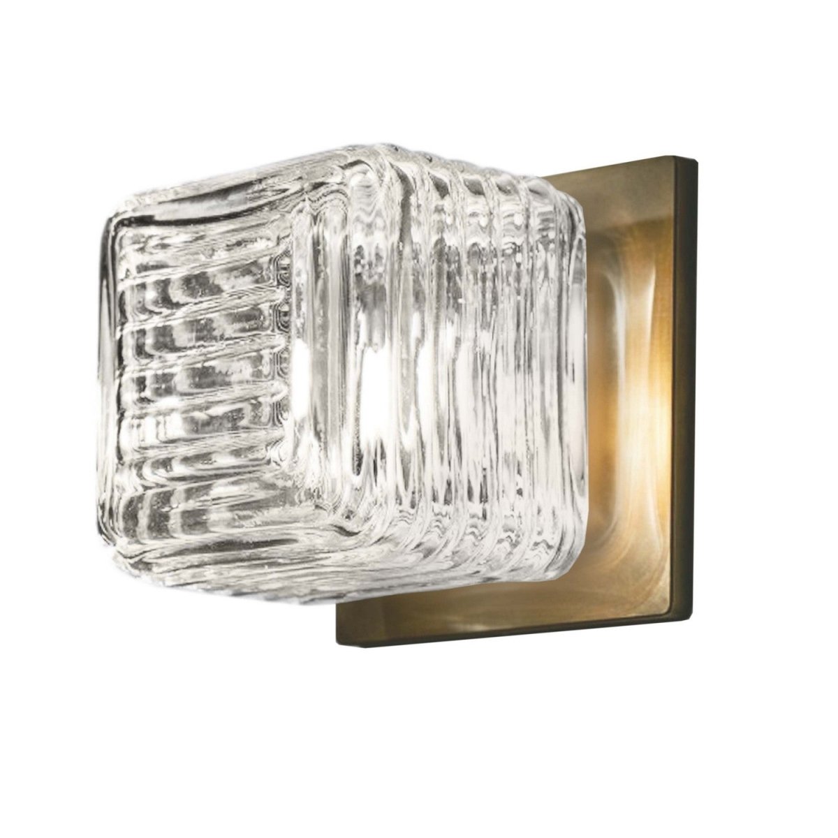 Applique murale carrée Berkley - Transparent / Laiton vieilli by Dainolite | Luminaires & cie