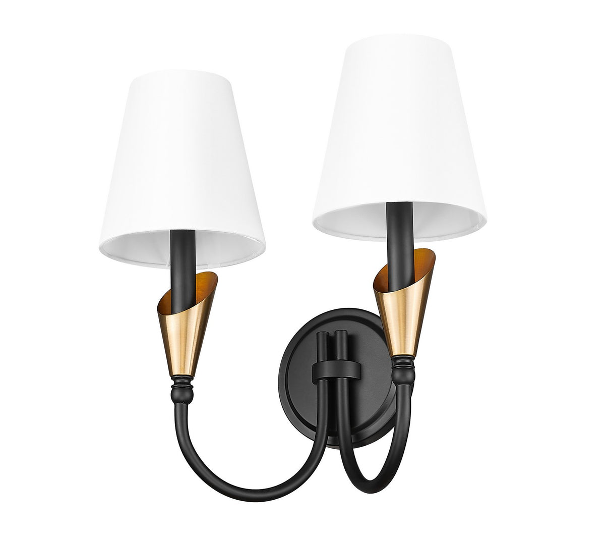 Applique murale Claudelle Noir mat + Or moderne, 14 1/2" – vue 5