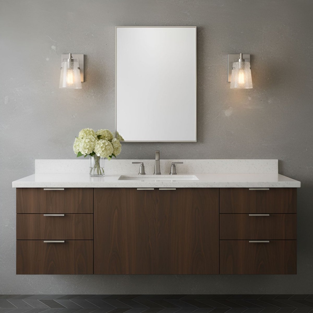 Applique murale Crofton - Laiton satiné Verre craquelé transparent by Visual Comfort Studio | Luminaires & cie