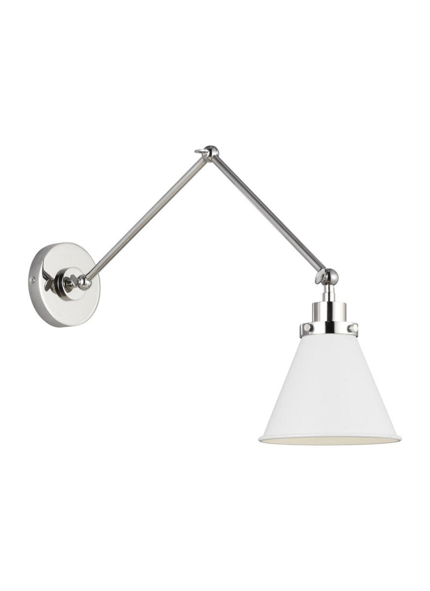 Applique murale double bras cône Wellfleet - Nickel poli Blanc mat by Visual Comfort Studio | Luminaires & cie
