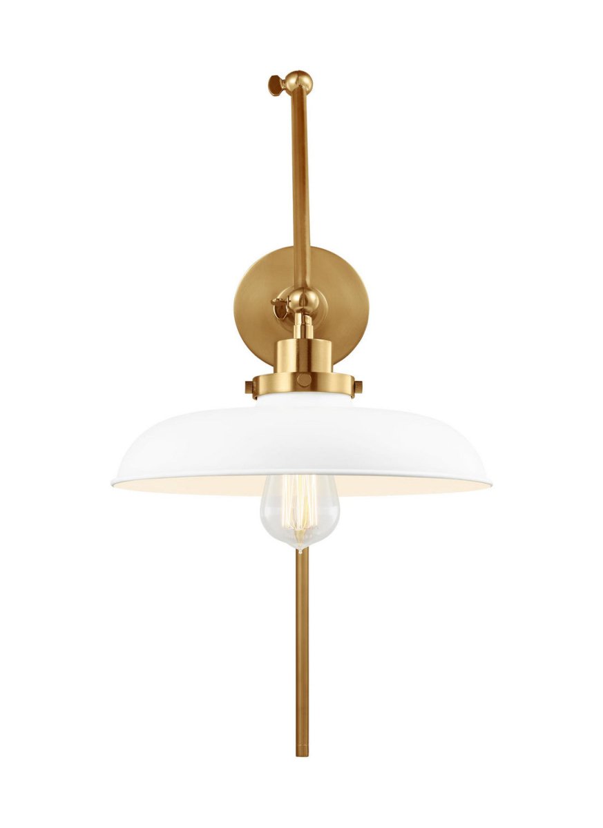 Applique murale double bras évasé Wellfleet - Nickel poli Blanc mat by Visual Comfort Studio | Luminaires & cie