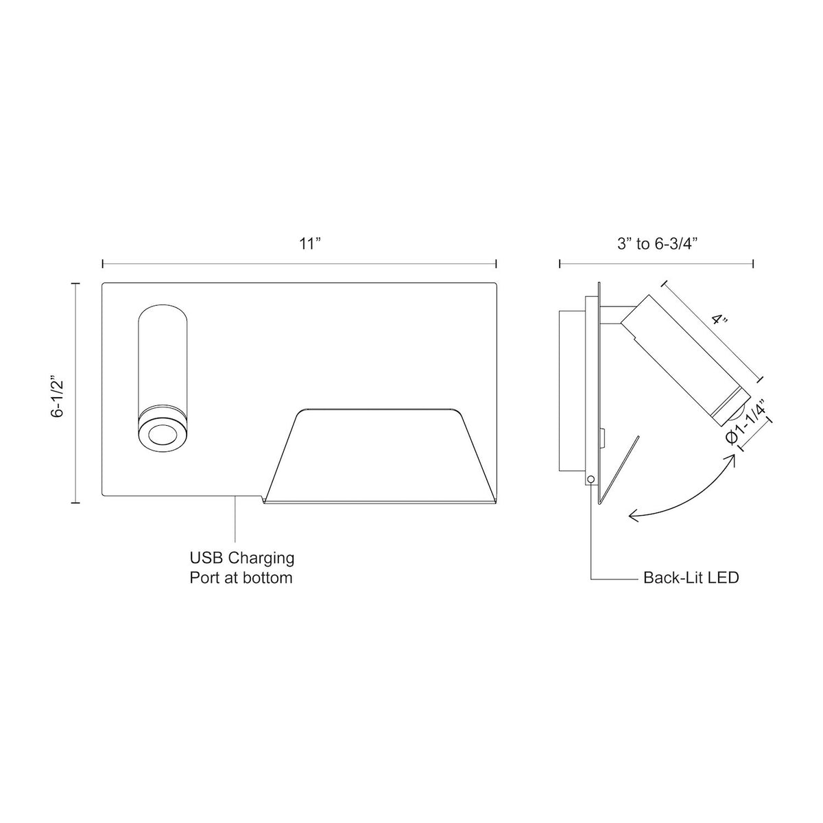 Applique murale rectangulaire Gauche Dorchester Blanc – vue 3
