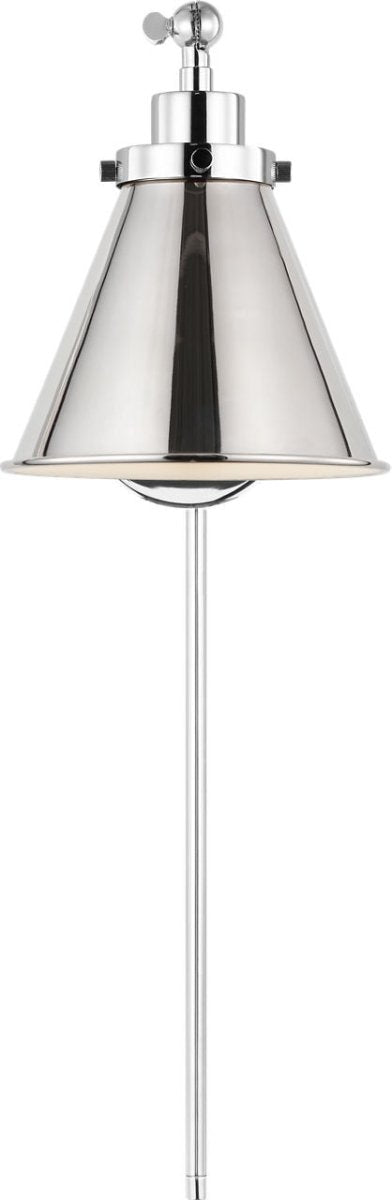 Applique murale simple bras cône Wellfleet - Nickel poli Opalin by Visual Comfort Studio | Luminaires & cie