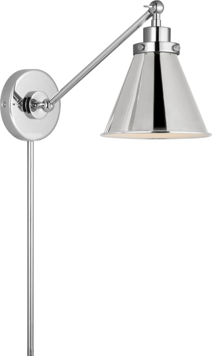 Applique murale simple bras cône Wellfleet - Nickel poli Opalin by Visual Comfort Studio | Luminaires & cie