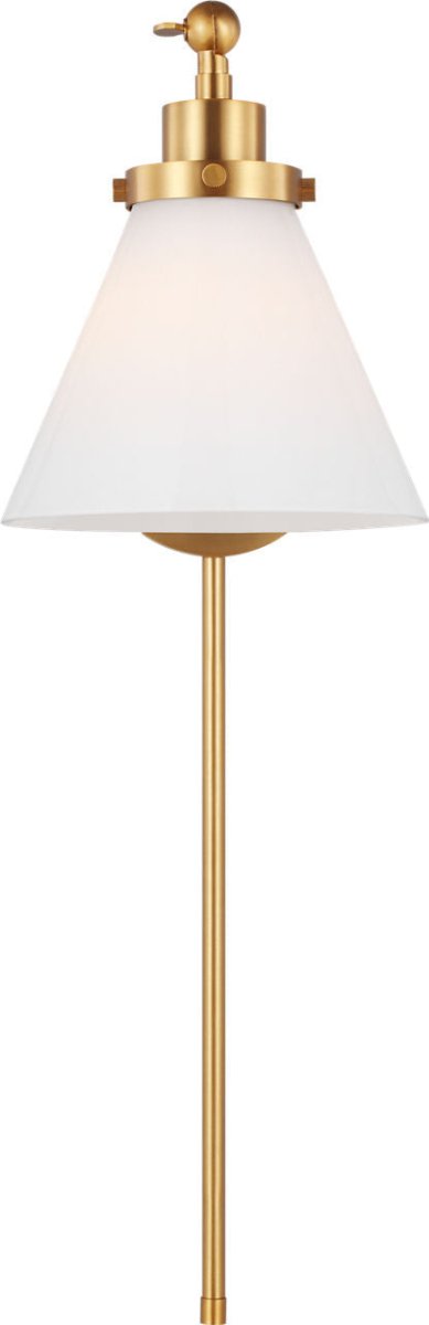 Applique murale simple bras cône Wellfleet - Nickel poli Opalin by Visual Comfort Studio | Luminaires & cie