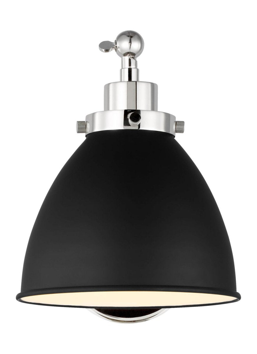 Applique murale simple bras dôme Wellfleet - Nickel poli Noir minuit by Visual Comfort Studio | Luminaires & cie