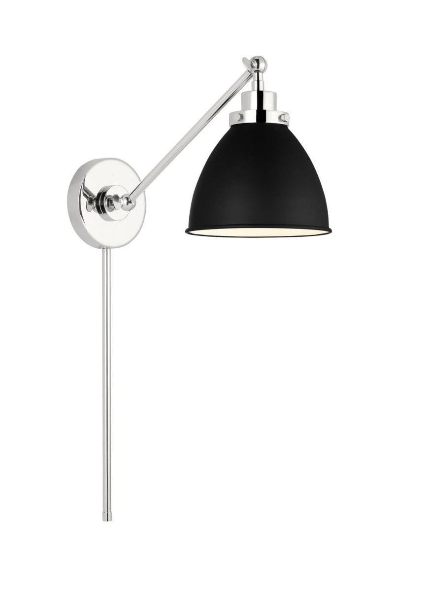 Applique murale simple bras dôme Wellfleet - Nickel poli Blanc mat by Visual Comfort Studio | Luminaires & cie