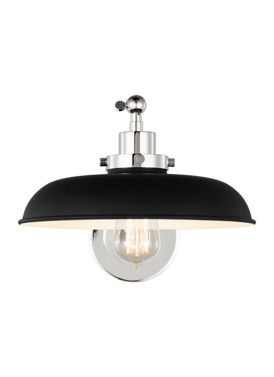 Applique murale simple bras évasé Wellfleet - Nickel poli Noir minuit by Visual Comfort Studio | Luminaires & cie