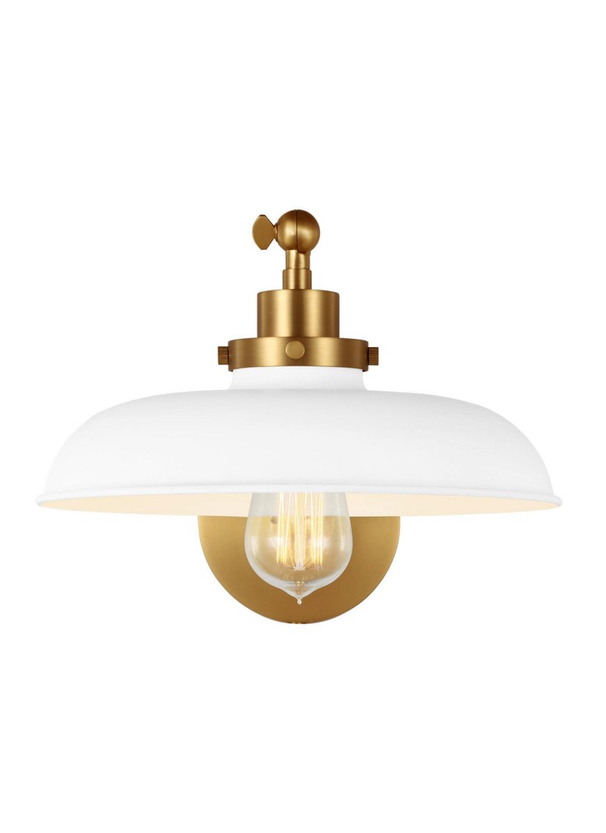 Applique murale simple bras évasé Wellfleet - Laiton bruni Blanc mat by Visual Comfort Studio | Luminaires & cie