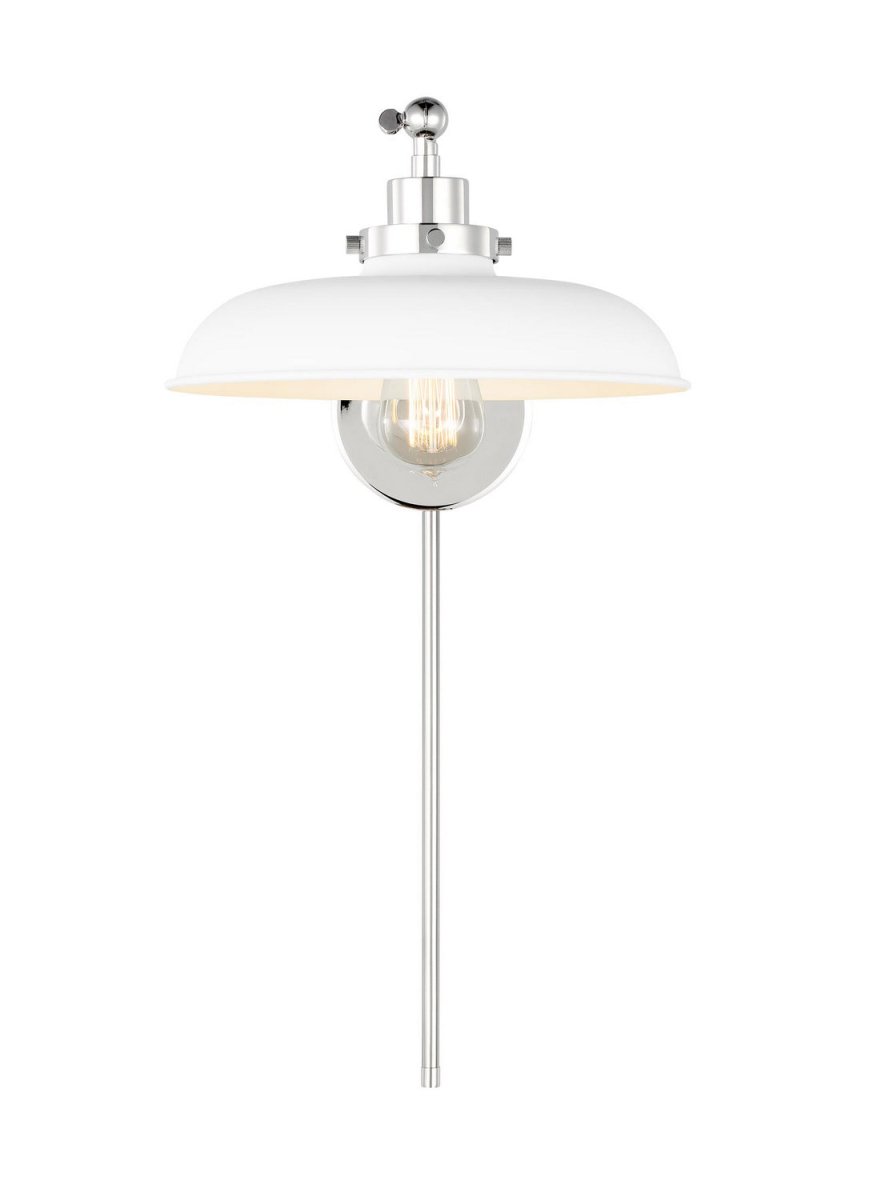 Applique murale simple bras évasé Wellfleet - Nickel poli Blanc mat by Visual Comfort Studio | Luminaires & cie