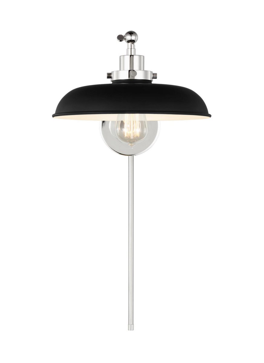 Applique murale simple bras évasé Wellfleet - Nickel poli Blanc mat by Visual Comfort Studio | Luminaires & cie