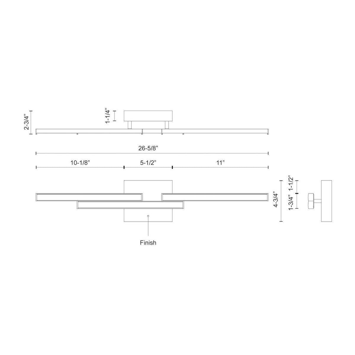 Barre d'éclairage de salle de bain Anello Minor Noir, 26 5/8" – vue 2