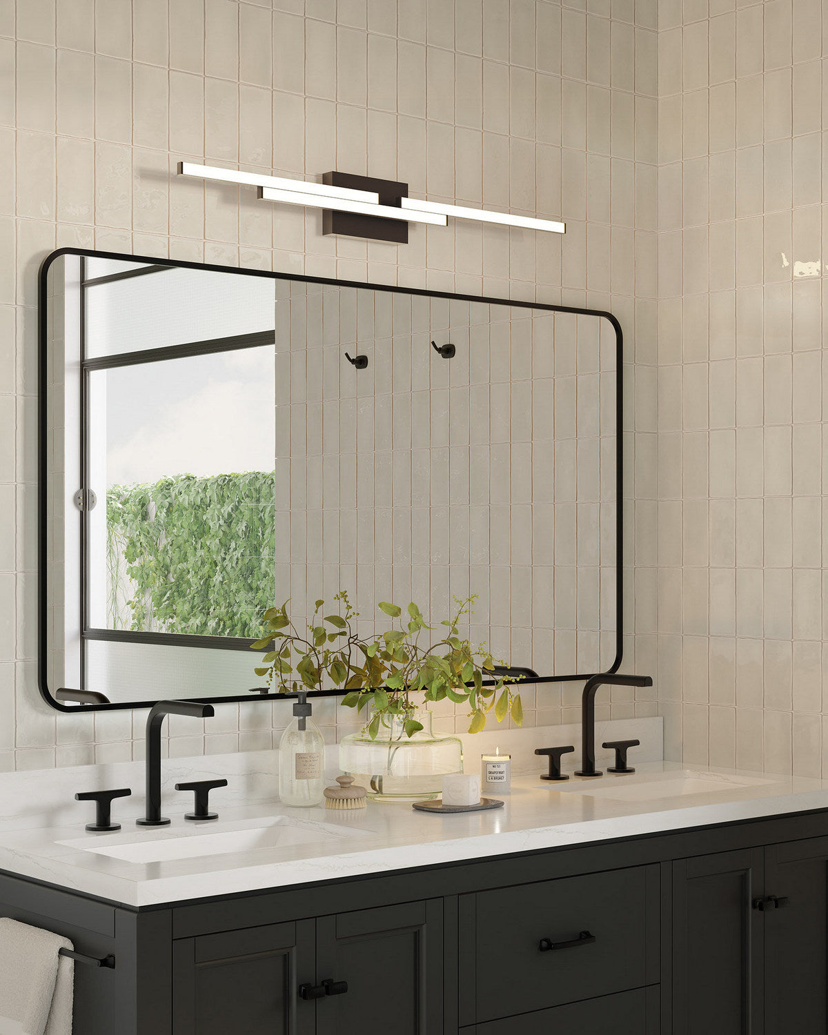 Barre d'éclairage de salle de bain Anello Minor Noir, 38" – vue 2