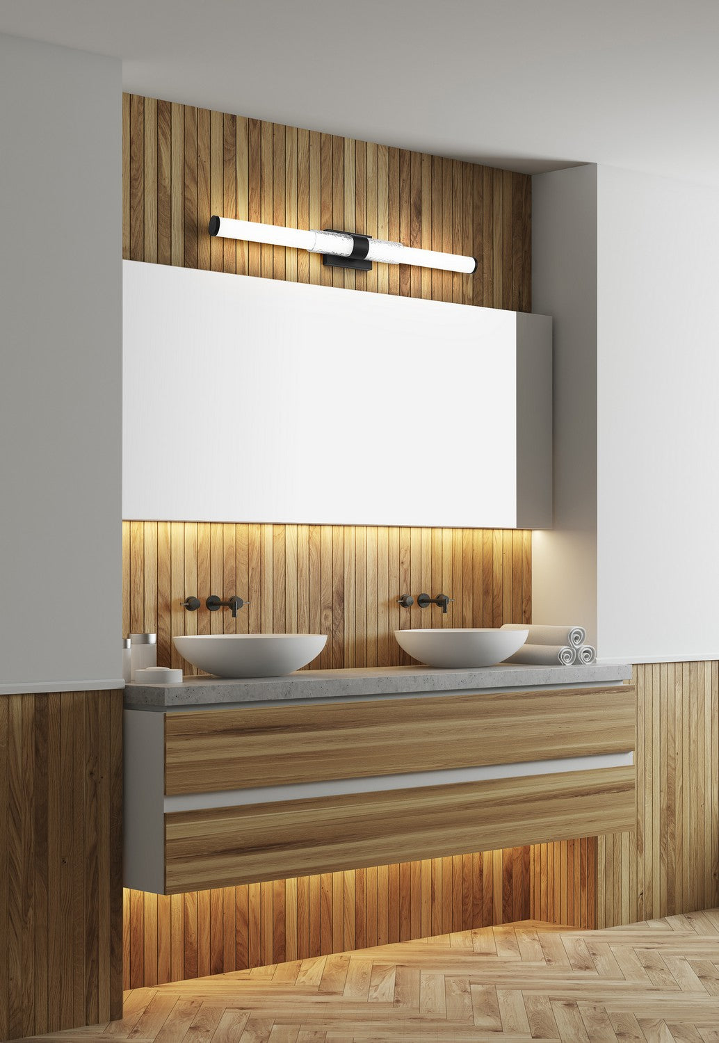 Barre d'éclairage de salle de bain Egon Noir mat, 40" – vue 6