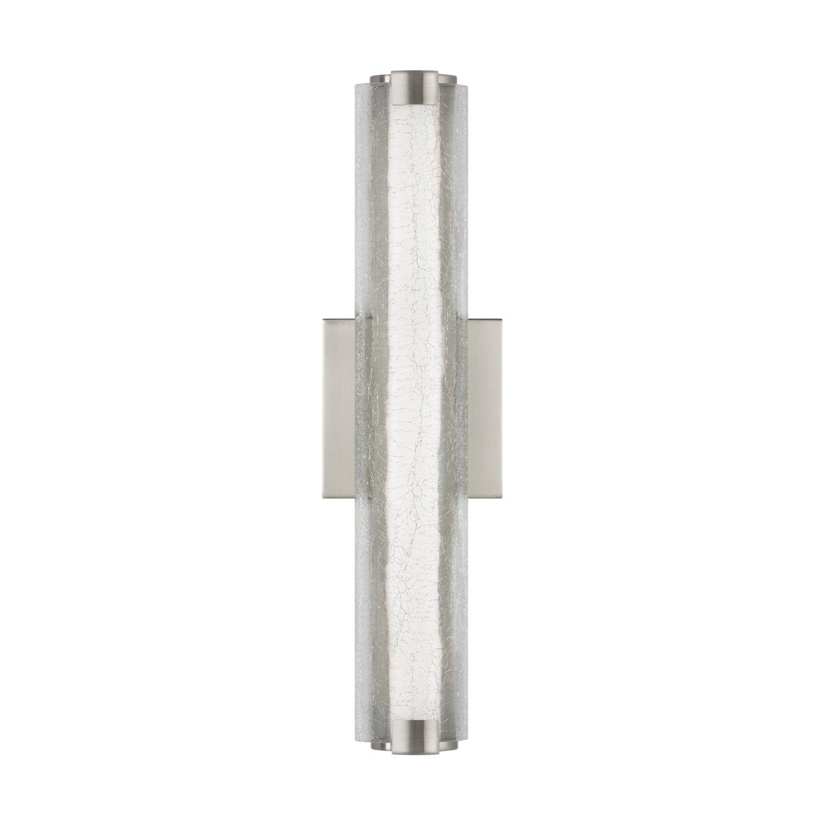 Barre d'éclairage de salle de bain Cutler - Nickel satiné Verre craquelé argent 18" by Visual Comfort Studio | Luminaires & cie