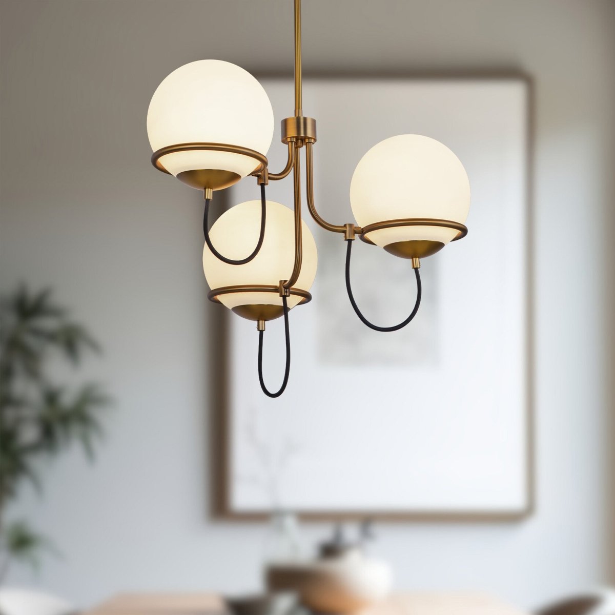 Chandelier Alba - Verre d'or / opale âgé 22 7/8" by Alora Lighting | Luminaires & cie