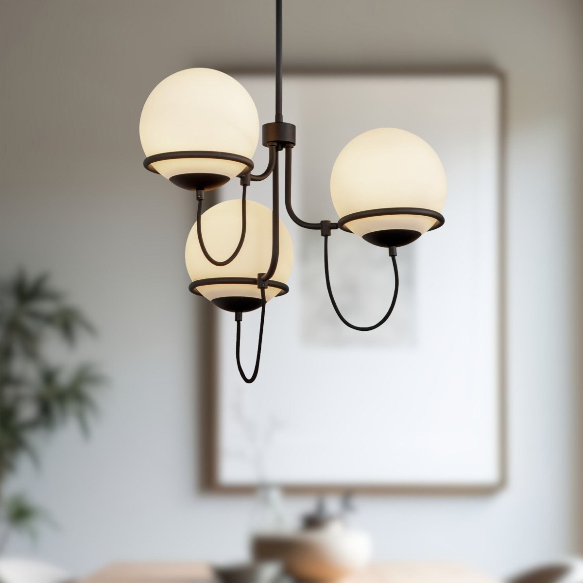 Chandelier Alba - Verre noir / opale mat 22 7/8" by Alora Lighting | Luminaires & cie