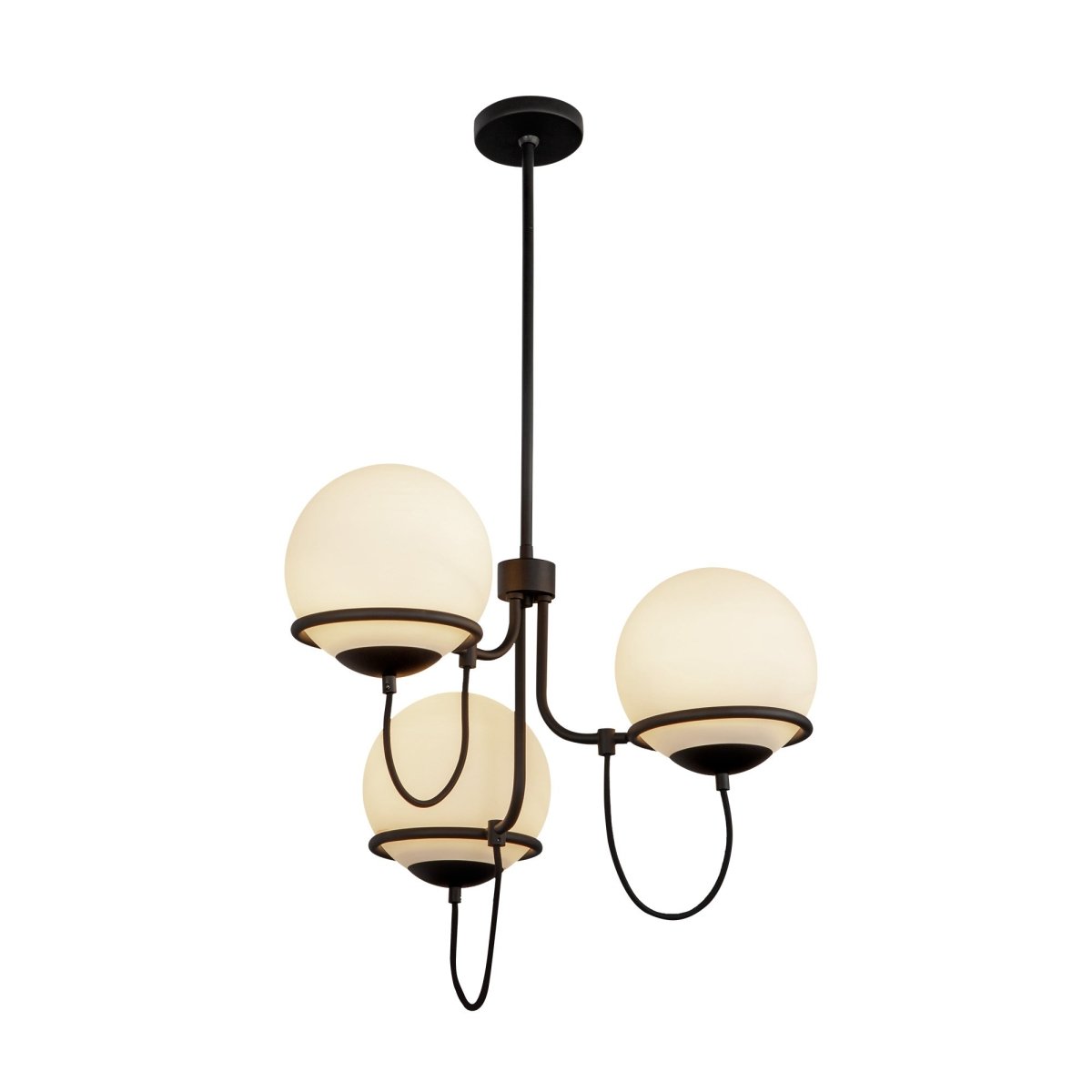 Chandelier Alba - Verre noir / opale mat 22 7/8" by Alora Lighting | Luminaires & cie