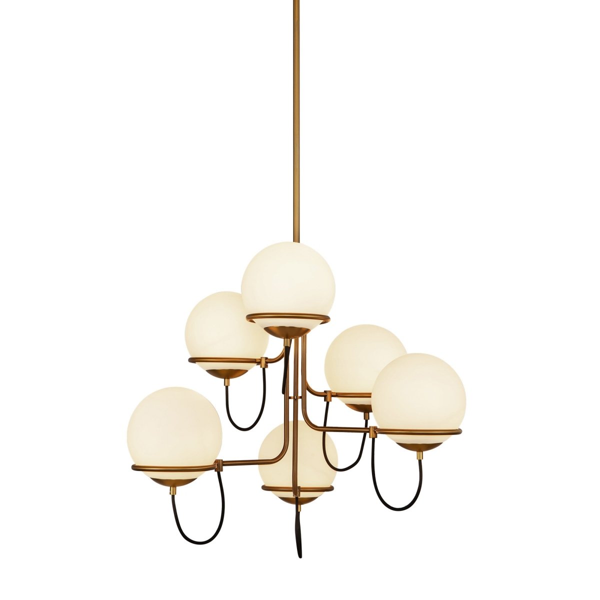 Chandelier Alba - Verre d'or / opale âgé 32" by Alora Lighting | Luminaires & cie