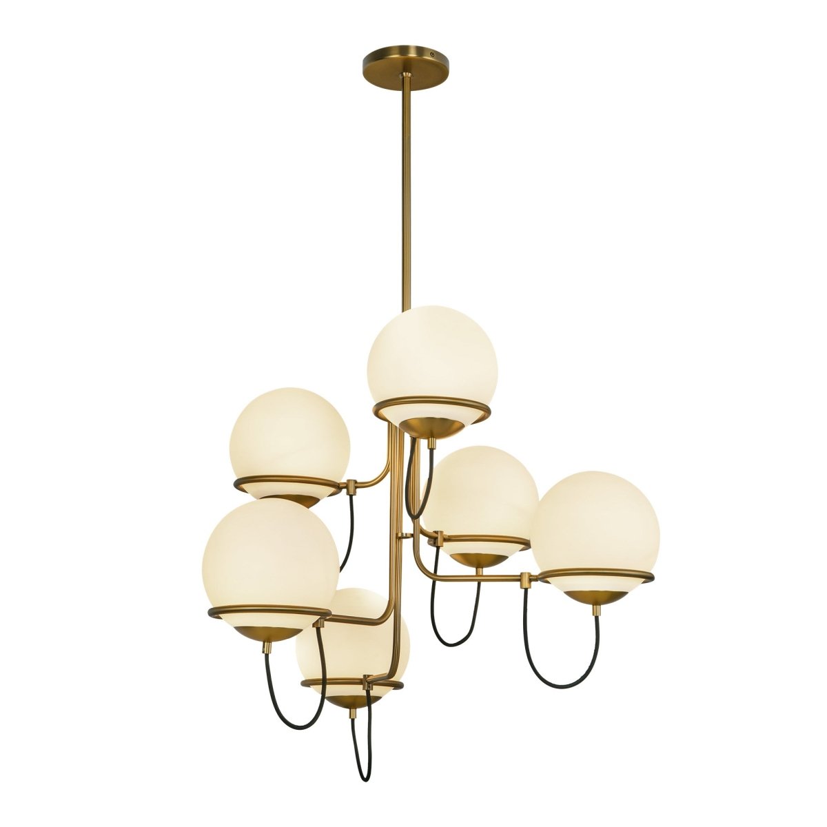 Chandelier Alba - Verre d'or / opale âgé 32" by Alora Lighting | Luminaires & cie
