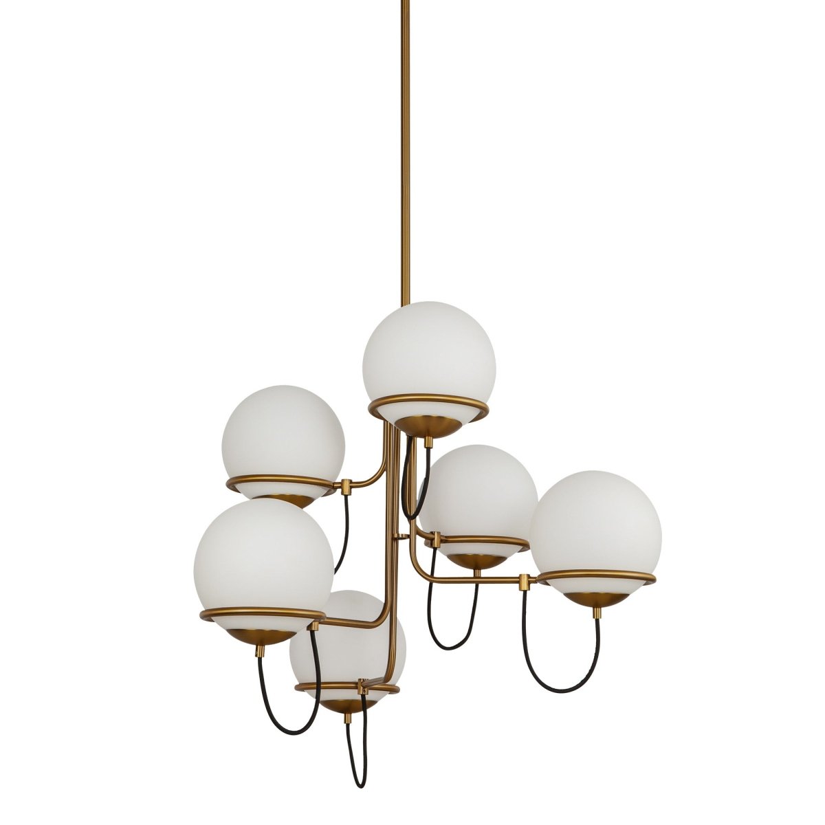 Chandelier Alba - Verre d'or / opale âgé 32" by Alora Lighting | Luminaires & cie