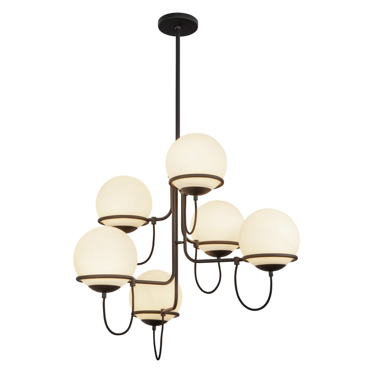 Chandelier Alba - Verre noir / opale mat 32" by Alora Lighting | Luminaires & cie