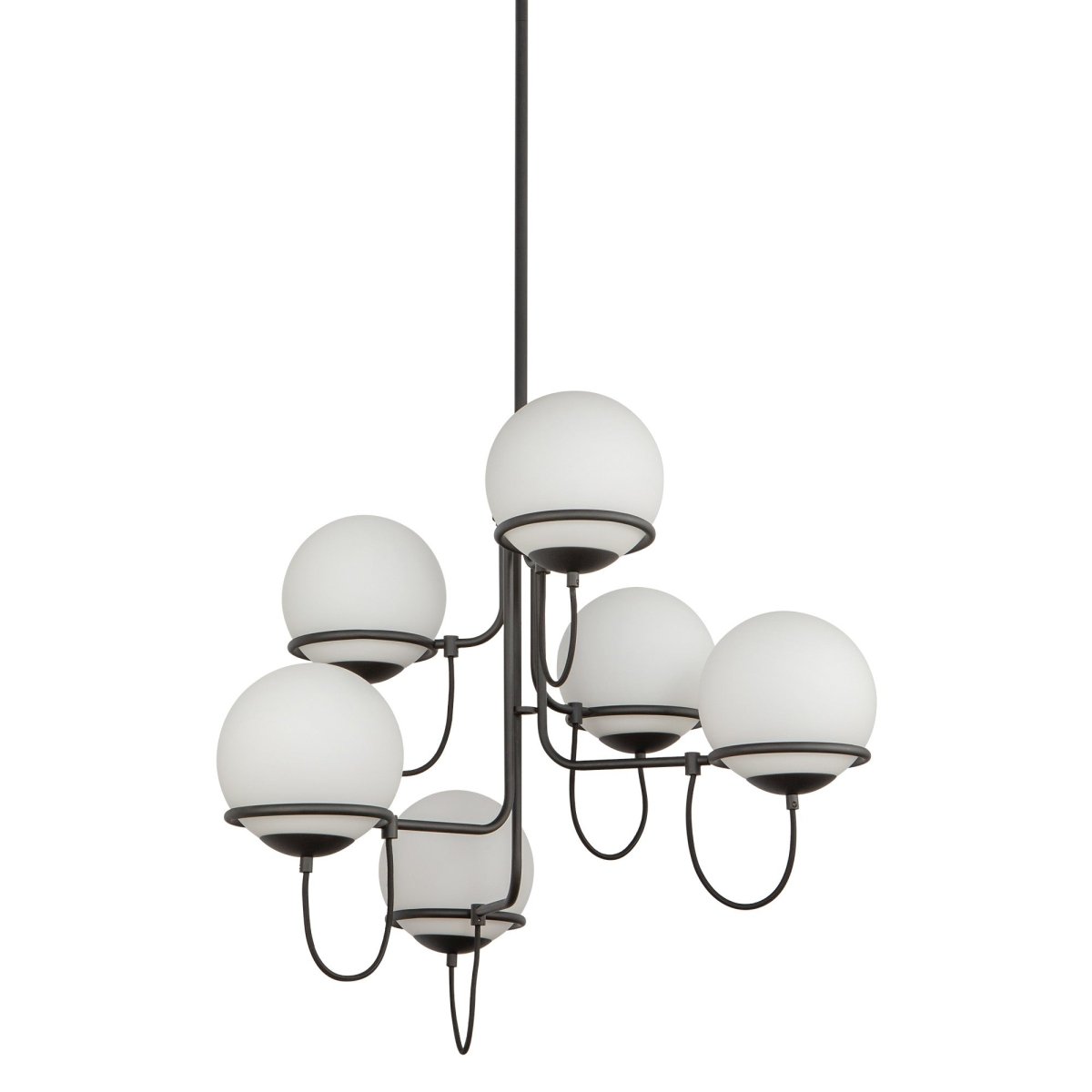 Chandelier Alba - Verre noir / opale mat 32" by Alora Lighting | Luminaires & cie