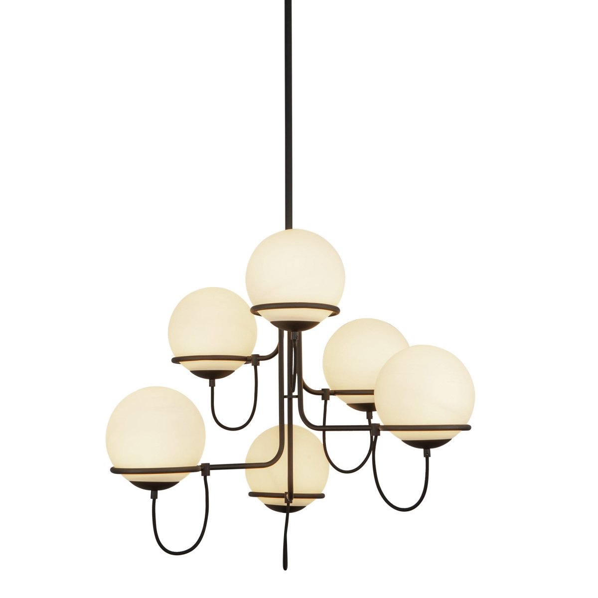 Chandelier Alba - Verre noir / opale mat 32" by Alora Lighting | Luminaires & cie