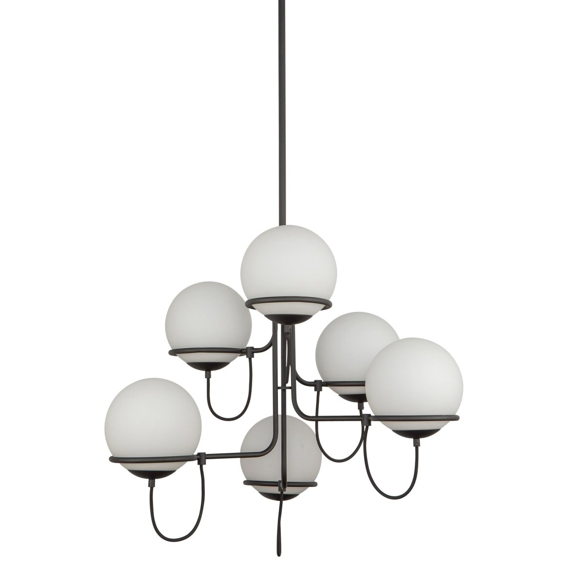 Chandelier Alba - Verre noir / opale mat 32" by Alora Lighting | Luminaires & cie