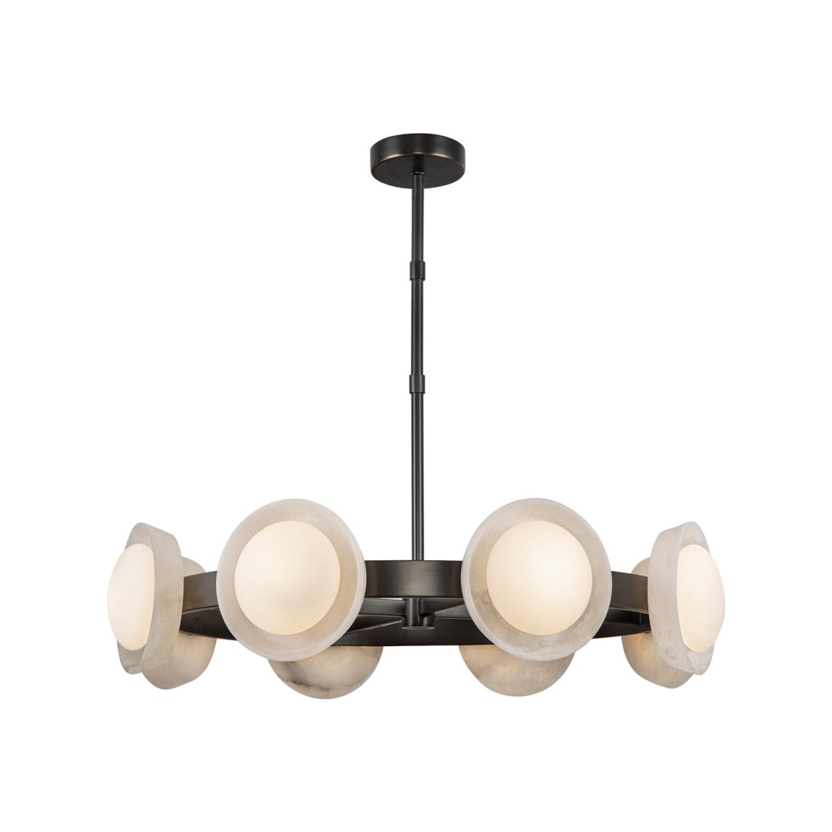 Chandelier Alonso - Bronze / Albâtre urbain 37 1/4" by Alora Lighting | Luminaires & cie