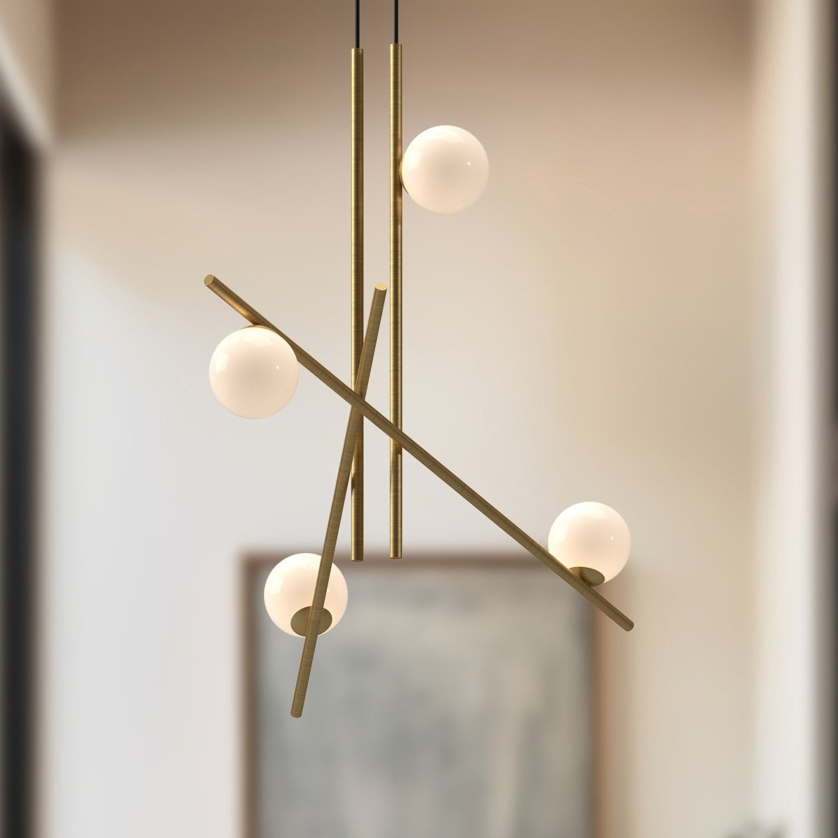 Chandelier Amara - Verre d'opale en or / brillant brossé 18 3/8" by Kuzco Lighting | Luminaires & cie