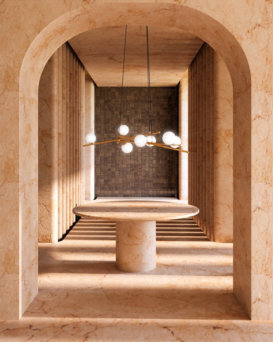 Chandelier Amara - Verre d'opale en or / brillant brossé 16 1/2" by Kuzco Lighting | Luminaires & cie