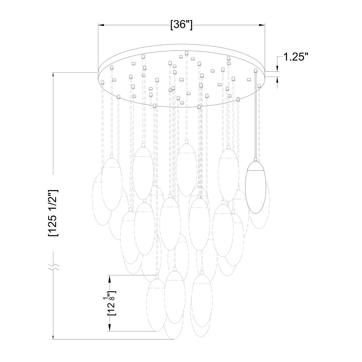 Chandelier Arden - Nickel brossé 36" by Z - Lite | Luminaires & cie