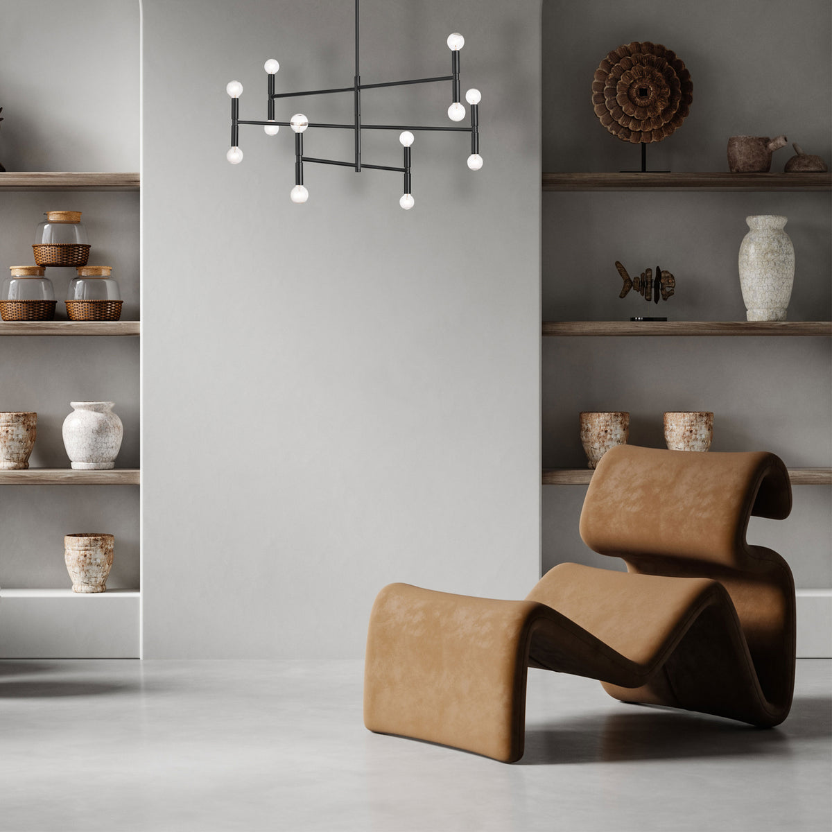 Lustre linéaire Ava 31", Noir / Noir mat – vue 2
