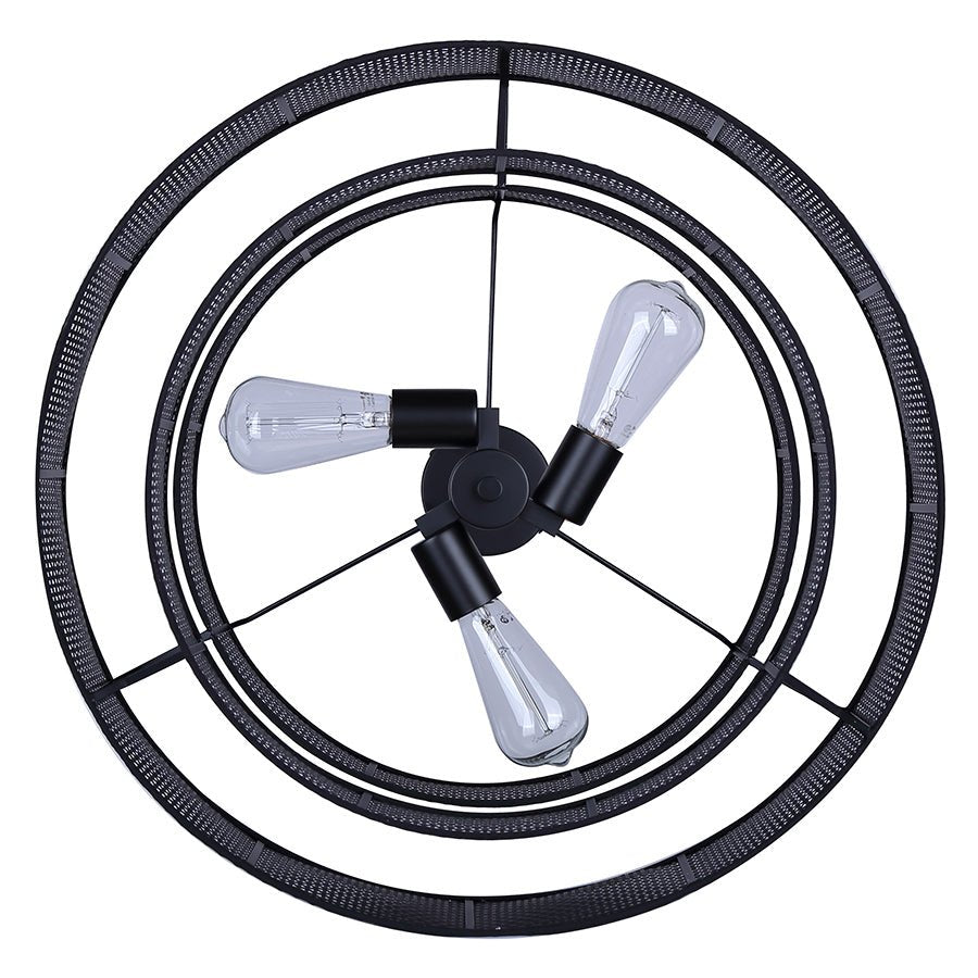 Chandelier Bellamy - Abat - jour en plastique rotin noir by Canarm | Luminaires & cie