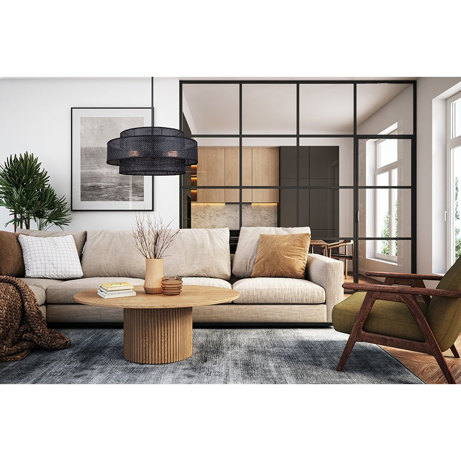 Chandelier Bellamy - Abat - jour en plastique rotin noir by Canarm | Luminaires & cie