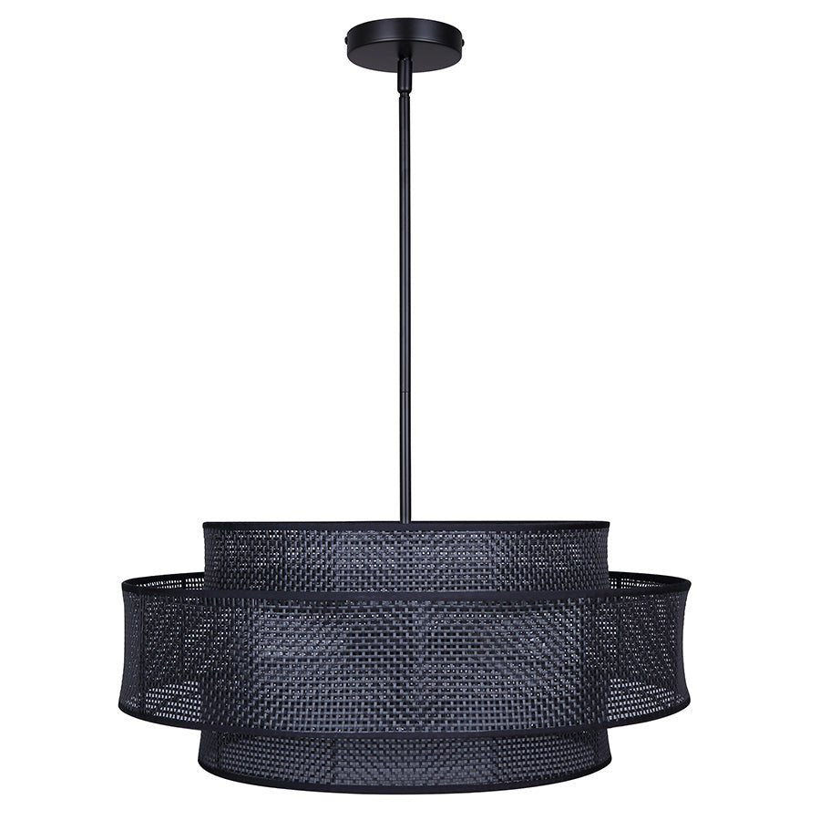 Chandelier Bellamy - Abat - jour en plastique rotin noir by Canarm | Luminaires & cie