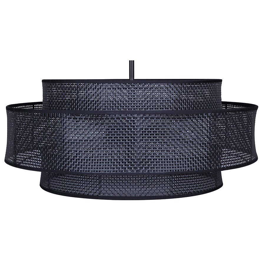 Chandelier Bellamy - Abat - jour en plastique rotin noir by Canarm | Luminaires & cie